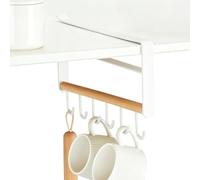 Générique Mug Hooks Under Cabinet | No Drill Mug Hooks Under Cabinet 6 H00ks | Spatula Storage Holder | 6 H00ks No Drilling For Mugs Ladles Ties Scarves Belts Kitchen Home Restaurant Cafe Wardrobe