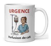 Générique Mug infirmière - Tasse humour “Urgence : Perfusion de café” | Cadeau infirmière original, tasse cadeau pour aide-soignante et personnel médical, mug rigolo hôpital en céramique