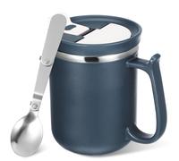 Générique Mug Isotherme à Café 401-500ml en Acier Inoxydable 304 avec Couvercle Étanche, Infuseur et Cuillère, Tasse Portable Anti-fuite pour Bureau et Salle de Classe