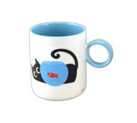 Générique Mug Loki avec Chat et Poisson Rouge, Blanc et Bleu, 375 ml, 8.5 x 10 cm, Mug Humoristique