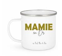 Générique Mug Mamie en Or personnalisé - Mug émaillé 275 ml - Cadeau Fête des Mamies - Tasse grand-mère avec prénoms des petits-enfants - Idée cadeau mamie