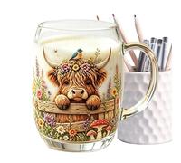 Générique Mug Motif Vache,Verre Avec Pour Boisson, Décoration De Cuisine - Verres À Boissons Glacées,Pour Thé Lait Eau Jus Cappuccino Boisson Cuisine Maison Restaurant Café
