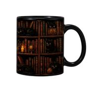 Générique Mug pour café 350 ml Vaisselle pour Boissons Chaudes et Froides | Mug à Eau en Céramique Chat Noir Fantôme pour chocolat, thé, jus, maison, fêtes, dortoir, café, amoureux des livres et
