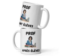 Générique Mug prof - Tasse cadeau professeur, enseignant, maîtresse, maître d'école - Mug humour Avant/Après élèves - Tasse en céramique 325 ml