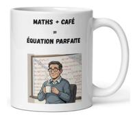 Générique Mug professeur de Mathématiques - Tasse cadeau humoristique “Maths + Café = Équation parfaite” - Cadeau original enseignant, étudiant, amoureux des Maths - Tasse céramique 325 ml