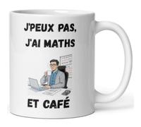 Générique Mug professeur de Mathématiques - Tasse humoristique J’peux pas, j’ai maths et café - Cadeau original Maths, enseignant, étudiant, amoureux des chiffres - Tasse 325 ml en céramique