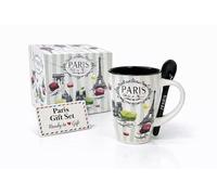 Générique Mug Souvenir de Paris - Tasse en Céramique 320 ml avec Cuillère dans Coffret Prêt à Offrir - Cadeau Original pour Femme, Idée Cadeau Romantique pour Café, Thé, Chocolat (VERT)