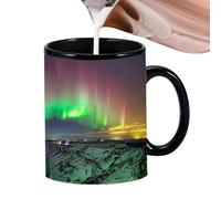 Générique Mug Thermochromique - Mug Noir Mat, Illustration Nuit Polaire Lorsqu'il Est Chauffé | Verre Personnalisé Pour Cacao, Infusions, Bureau, Surprises Créatives, Anniversaire, Anniversaire
