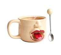 Générique Mugs à Café Originaux - Avec Cuillère 255ml Gobelet | Mug en Céramique Langue Interactive | Pour Maison, Bureau, Cuisine, Table, Comptoir, Anniversaire, Fêtes, Pendaison De