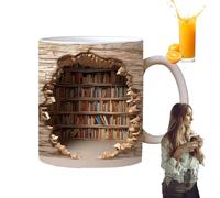 Générique Mugs à Livres Pour Les Amoureux De Lecture | Motif Plat 2D 350ml Mug Bibliothèque,Cadeau Lecteurs Hommes Femmes Café Eau Décor Littéraire Anniversaire Noël Maison Club Lecture