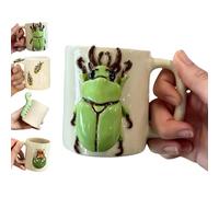 Générique Mugs en céramique Insectes 3D, Collection Jardin, Mug en grès fait main, Robuste, Compatible lave-vaisselle, Pour les amoureux des insectes et de la nature (#B)