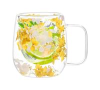 Générique Mugs en verre double paroi Mugs à café avec fleurs séchées