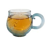 Générique Mugs En Verre - Poignée Ergonomique Vague Sécurisée | Tasse En Verre Bleu Pour Eau Originale | Pour Décoration Bureau Maison Boissons Chaudes Et Froides Lait Jus Vin