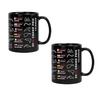 Générique Mugs et tasses à café, Mug de la saison 2026 de Formule, tasse à café en céramique ornée des tracés et dates des circuits de Grand Prix, idéal pour les passionnés de sport automobile (2PCS)