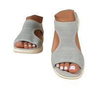 Générique Mule Femme d'été plates et pour Sandale Femme Séparateur d'orteils romains élégantes Sandales Talon de plage à lanières Tongs Pieds larges Pantoufles orthopédiques en Chaussons(Gris,36)