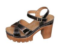 Générique mule femme été,Sandales à talons épais,couleur unie,élégantes et polyvalentes,bordure européenne et,grandes tailles Sandales Été Confortable Fermé(Black,35)