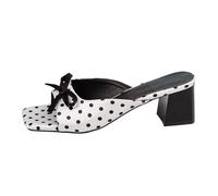 Générique Mules à Bout carré Tendance, à Enfiler, à Pois et Petit Talon pour Un Confort et Un Style décontracté (White, 43)