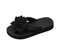 Générique Mules de plage à fleurs imprimées, Modèle plat avec bride en T, Tiges en textile respirant et semelle caoutchouc, Pour les bord de mer, les promenades et les loisirs