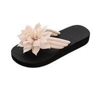Générique Mules de plage à fleurs imprimées, Modèle plat avec bride en T, Tiges en textile respirant et semelle caoutchouc, Pour les bord de mer, les promenades et les loisirs