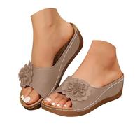 Générique Mules en Cuir Femme Sandales Compensées 2026 - Bout Ouvert Plateforme Premium Orthopédiques Pantoufles Chaussons Dame