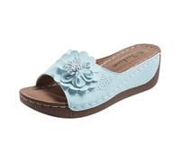 Générique Mules en Cuir Femme Sandales Compensées 2026 - Bout Ouvert Plateforme Premium Orthopédiques Pantoufles Chaussons Dame