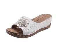 Générique Mules en Cuir Femme Sandales Compensées 2026 - Bout Ouvert Plateforme Premium Orthopédiques Pantoufles Chaussons Dame