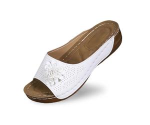 Générique Mules en Cuir Femme Sandales Compensées - Bout Ouvert Plateforme Premium Orthopédiques Pantoufles Chaussons Dame