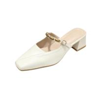 Générique Mules Femme À Boucle, Bout Carré Et Petit Talon | Mules Fermées Avec Boucle Dorée. Faciles À Enfiler Pour Bureau, Dîners Et Looks Printemps-Été
