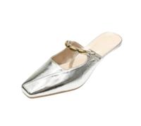 Générique Mules Femme À Boucle, Bout Carré Et Petit Talon | Mules Fermées Avec Boucle Dorée. Faciles À Enfiler Pour Bureau, Dîners Et Looks Printemps-Été