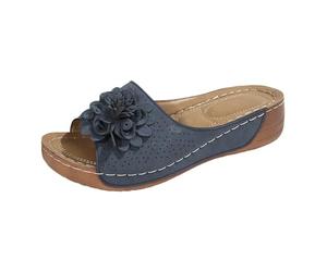 Générique Mules Femme Été Compensées Plateforme, Chaussures Confortable Bout Ouvert, Tige en Maille Respirante, Décor Fleur, Semelle Confort Antidérapante, Orthopédique, Vintage Décontracté