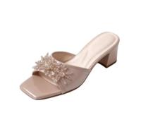 Générique Mules Femme Vernis Bout Carré Cristal Talon Bloc Mariage | Mules De Mariée Enfilables Cuir Verni Bout Carré Décor Cristal Talon Bloc Élégant Soirée Fête Mariage Bout Carré Talon