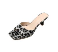 Générique Mules Imprimé Léopard Bout Carré Talon Chat Bout Ouvert Femme | Mules Bout Carré Motif Léopard Talon Kitten Ouvert Pied De Biche Style Sauvage Pour Quotidien Soirée Et Tenues Streetwear