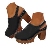 Générique Mules plateforme tendance pour femmes, en cuir verni, épais et bout fermé Sandale Plate Argenté (C-c, 43)