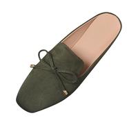 Générique Mules pour Femme | Chaussures Plates en Daim De Couleur Unie avec NœUd Papillon Tendance à Bout Fermé - Chaussures D'été pour Femme - Coupe Large - Sabots De Jardin DécontractéS à Enfiler