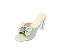 Générique Mules Talon Bloc Transparent Nœud Strass Bout Ouvert Femme | Mules Bout Ouvert Talon Bloc Transparent Nœud Strass Sandales Chunky Pied De Biche Glamour Pour Soirée Mariage Élégante