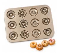 Générique Multi-Cavity Non-Stick Mini Cake Pan, Fluted Tube Pan for Mini Cakes (Gold,12)