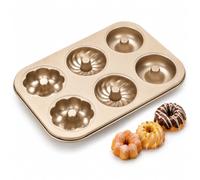 Générique Multi-Cavity Non-Stick Mini Cake Pan, Fluted Tube Pan for Mini Cakes (Gold,6)