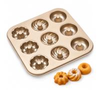 Générique Multi-Cavity Non-Stick Mini Cake Pan, Fluted Tube Pan for Mini Cakes (Gold,9)