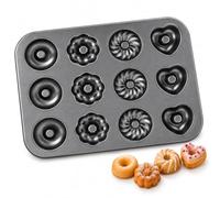 Générique Multi-Cavity Non-Stick Mini Cake Pan, Fluted Tube Pan for Mini Cakes (Grey,12)