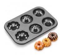 Générique Multi-Cavity Non-Stick Mini Cake Pan, Fluted Tube Pan for Mini Cakes (Grey,6)