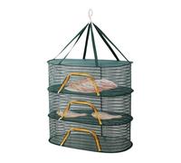 Générique Multi-Functional Lay Flat Drying Rack - 3 Layers Foldable Drying Basket with Zippers,Portable Strong Nylon Rope, Multi-Function Food Mesh Dryer for Garden Outdoor Harvest