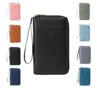 Générique Multi-Functional RFID Passport Holder for Travel Essentials, Slim Leather Wallet Cover Case with Safe Zipper for Men & Women, Id Card Organizer, Wallet Cover Case (Black)