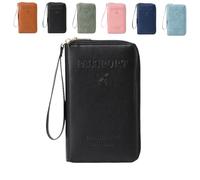 Générique Multi-Functional RFID Passport Wallet, Family RFID Passport Holder for Travel, Secure ID Card Organizer with Anti-Theft Protection, Slim Leather Travel Wallet for Women Men (Black)