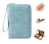 Générique Multi-Functional RFID Passport Wallet for Women and Men,Passport Holder for Travel, Essentials - Wallet Cover Case Anti-Theft Protective Case (Sky Blue)
