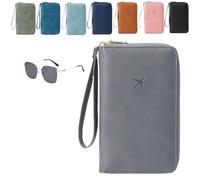 Générique Multi-Functional RFID Passport Wallet,Organizer with Anti-Theft Protection,PU Leather Waterproof Travel Wallet (Grey)