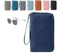 Générique Multi-Functional RFID Passport Wallet,Organizer with Anti-Theft Protection,PU Leather Waterproof Travel Wallet (dark blue)