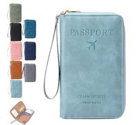 Générique Multi-Functional RFID Passport Wallet, RFID Anti-Theft Passport Holder, Wallet Cover Case for Travel Women and Men Must Haves Accessories (Sky Blue)