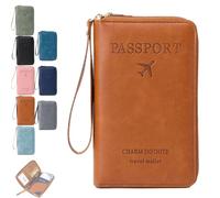 Générique Multi-Functional RFID Passport Wallet, RFID Anti-Theft Passport Holder, Wallet Cover Case for Travel Women and Men Must Haves Accessories (Brown)