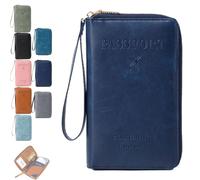 Générique Multi-Functional RFID Passport Wallet, RFID Anti-Theft Passport Holder, Wallet Cover Case for Travel Women and Men Must Haves Accessories (Dark Blue)