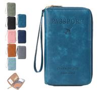 Générique Multi-Functional RFID Passport Wallet, RFID Anti-Theft Passport Holder, Wallet Cover Case for Travel Women and Men Must Haves Accessories (Sapphire Blue)